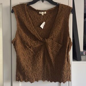Madewell Popcorn-Knit Twist-Front Sleeveless Top Size XL